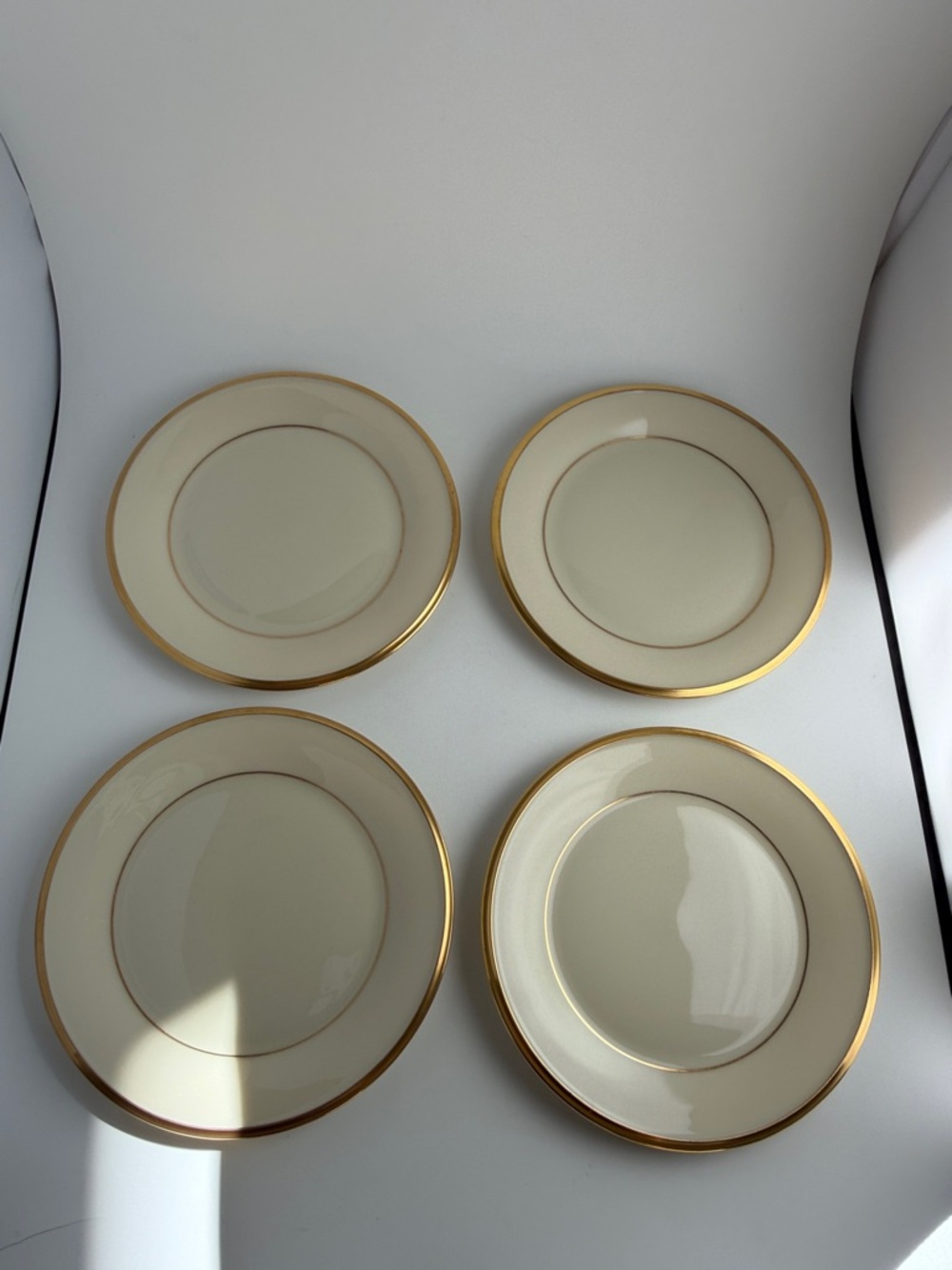 Lenox Eternal Bread Butter Plates 6 3/8” Gold Trim Ivory made in USA set of 4